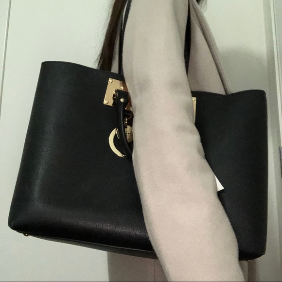 Sophie Hulme Black Leather East West Tote Work Bag - Picture 7 of 8
